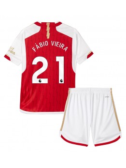 Arsenal Fabio Vieira #21 Heimtrikotsatz für Kinder 2023-24 Kurzarm (+ Kurze Hosen)